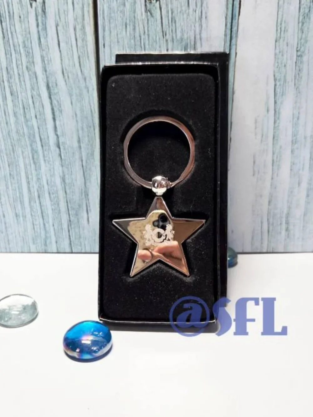 Trollbeads Silver Tone Keychain With Robert Frost's Quote Star Shape Key Fob